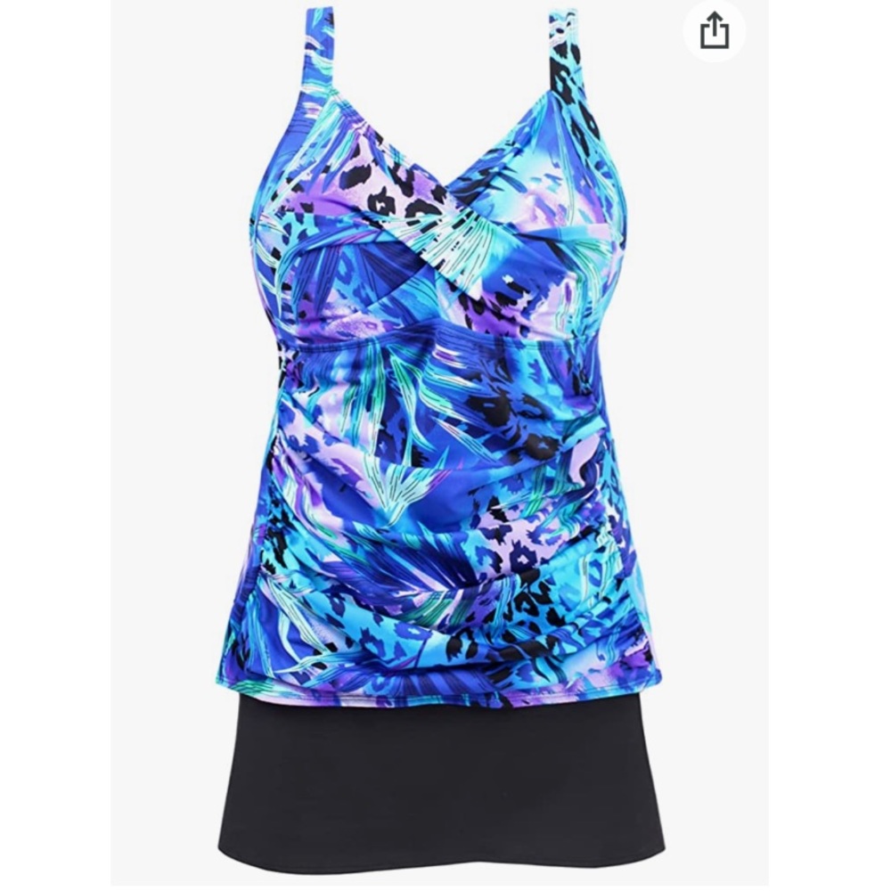 JINXUEER Women’s  Floral Tankini Set Ruched Modest Two Piece Swimsuit